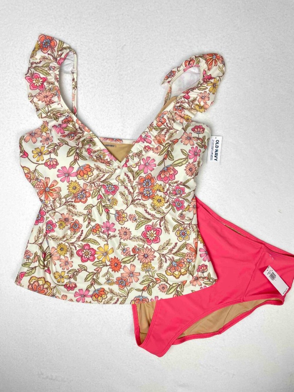 Old Navy NWT Ruffle Dee Wall Flower Floral Tankini Set Womens Size L